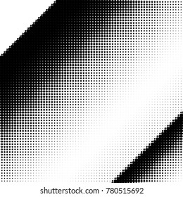 Halftone dots. White and black geometric gradient for pop art designs. Geometric vintage monochrome fade wallpaper. Pop art print. Dotted geometric retro pattern. Comic halftone background.