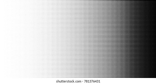 Halftone dots. White and black geometric gradient for pop art designs. Geometric vintage monochrome fade wallpaper. Pop art print. Dotted geometric retro pattern. Comic halftone background