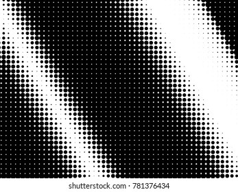 Halftone dots. White and black geometric gradient for pop art designs. Geometric vintage monochrome fade wallpaper. Pop art print. Dotted geometric retro pattern. Comic halftone background
