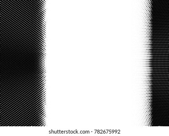 Halftone dots. White and black geometric gradient for pop art designs. Geometric vintage monochrome fade wallpaper. Pop art print. Dotted geometric retro pattern. Comic halftone background.