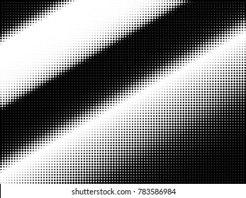 Halftone dots. White and black geometric gradient for pop art designs. Geometric vintage monochrome fade wallpaper. Pop art print. Dotted geometric retro pattern. Comic halftone background.