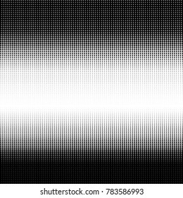 Halftone dots. White and black geometric gradient for pop art designs. Geometric vintage monochrome fade wallpaper. Pop art print. Dotted geometric retro pattern. Comic halftone background.