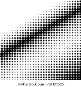 Halftone dots. White and black geometric gradient for pop art designs. Geometric vintage monochrome fade wallpaper. Pop art print. Dotted geometric retro pattern. Comic halftone background.