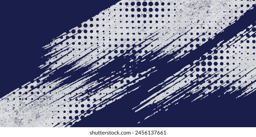 Halftone dots white and blue color pattern gradient grunge texture background. Dot pop art comic sport style vector illustration