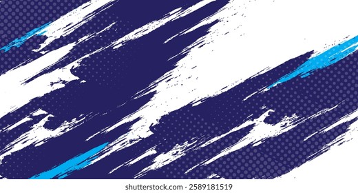 Halftone dots white and blue color pattern gradient grunge texture background. Dot pop art comic sport style vector illustration