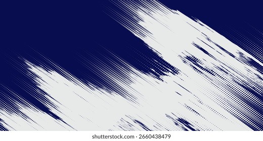 Fondo de textura grunge de gradiente de patrón de color blanco y azul con puntos de semitono. Ilustración vectorial de estilo deportivo de cómic de arte pop de punto. grunge de fondo moderno