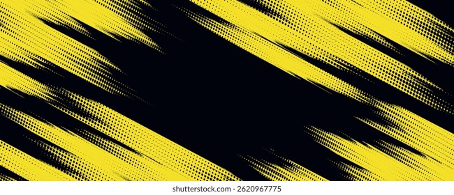 Halftone dots yellow and black color pattern gradient grunge texture background. Dot pop art comic sport style vector illustration. grunge vector.