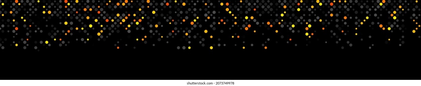 Halftone dots yellow gray confetti banner background. Vector illustration.
