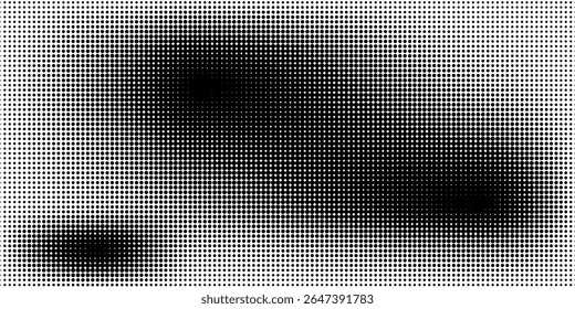 Halbton, gepunkteter abstrakter Hintergrund. Körniger Farbverlauf-Textur-Hintergrund mit Punkten. Noise Stipple pointillism Muster. Sandkorn-Grunge-Stippel-Effekt. Abstrakte Textur eingraviert Overlay. Vektorgrafik