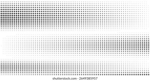 Fondo abstracto punteado de semitono. Fondo de textura de gradiente de grano con puntos. Patrón de puntillismo de Stipple de ruido. Arena, grano, efecto punteado grunge. Textura Abstractas, superposición grabada. Vector