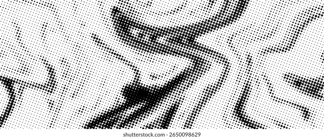 Halftone dotted abstract background. Grain gradient texture background with dots. Noise Stipple pointillism pattern. Sand, grain, grunge stipple effect. Abstract texture, engraved overlay. Vector