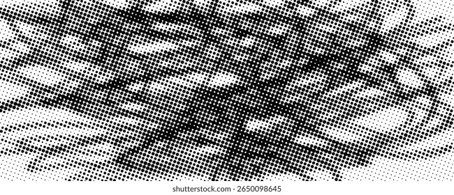 Fondo abstracto punteado de semitono. Fondo de textura de gradiente de grano con puntos. Patrón de puntillismo de Stipple de ruido. Arena, grano, efecto punteado grunge. Textura Abstractas, Ilustración vectorial