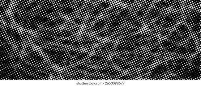 Halftone dotted abstract background. Grain gradient texture background with dots. Noise Stipple pointillism pattern. Sand, grain, grunge stipple effect. Abstract texture, engraved overlay. Vector