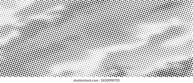 Halftone dotted abstract background. Grain gradient texture background with dots. Noise Stipple pointillism pattern. Sand, grain, grunge stipple effect. Abstract texture, engraved overlay. Vector