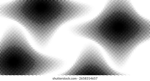 Meio-tom pontilhado plano de fundo abstrato. Fundo de textura de gradiente de grão com pontos. Padrão de pontilhismo de pontilhado de ruído. Efeito de pontilhado de grão de areia. Textura abstrata gravada sobreposição. Vetor