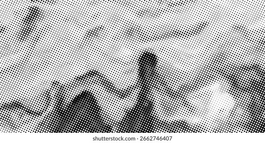 Fondo abstracto punteado de semitono. Fondo de textura de gradiente de grano con puntos. Patrón de puntillismo de Stipple de ruido. Arena, grano, efecto punteado grunge. Textura Abstractas, superposición grabada. 