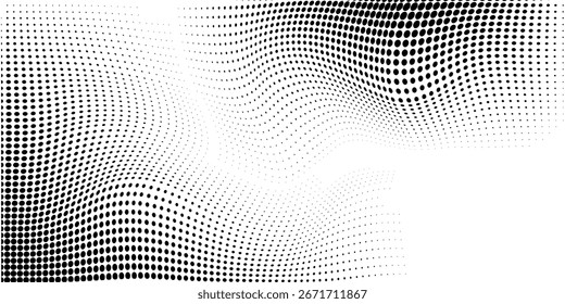Fondo abstracto punteado de semitono. Fondo de textura de gradiente de grano con puntos. Patrón de puntillismo de Stipple de ruido. Arena, grano, efecto punteado grunge. Textura Abstractas, superposición grabada. Vector