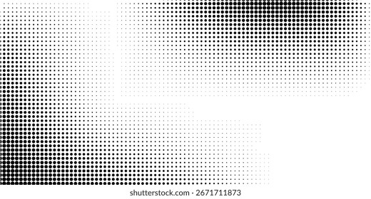 Halftone dotted abstract background. Grain gradient texture background with dots. Noise Stipple pointillism pattern. Sand, grain, grunge stipple effect. Abstract texture, engraved overlay. Vector