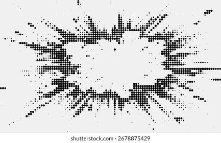 Fondo abstracto punteado de semitono. Fondo de textura de gradiente de grano con puntos. Patrón de puntillismo de Stipple de ruido. Arena, grano, efecto punteado grunge. Textura Abstractas, superposición grabada. Vector