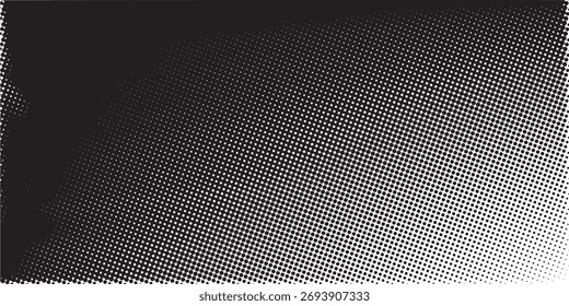 Meio-tom pontilhado plano de fundo abstrato. Fundo de textura de gradiente de grão com pontos. Padrão de pontilhismo de pontilhado de ruído. Areia, grãos, efeito pontilhado grunge. Textura abstrata, sobreposição gravada. Vetor