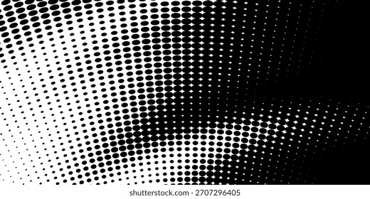 Halftone dotted abstract background. Grain gradient texture background with dots. Noise Stipple pointillism pattern. Sand, grain, grunge stipple effect. Abstract texture, vector illustration. modern