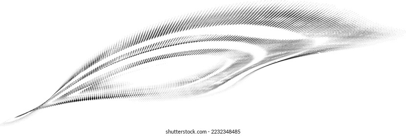Halftone dotted almond eye in two planes. Vector.