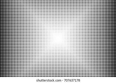 Halftone dotted background. Abstract monochrome backdrop. Pattern with small circles, dots, design element for web banners, posters, cards, wallpapers, sites. Black and white color Vector illustration