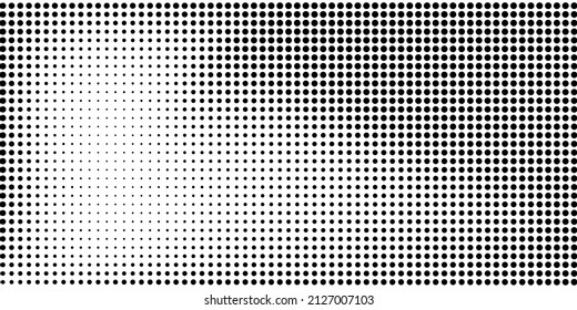 Halftone dotted background. Black dots in modern style on a white background. Vintage illustration for design concept. Modern texture. Polka dot style texture.