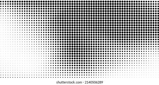 Halftone dotted background. Black dots in modern style on a white background. Vintage illustration for design concept. Modern texture. Polka dot style texture.
