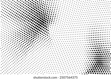 Halftone dotted background. Black dots in modern style on a white background. Vintage illustration for design concept. Modern texture. Polka dot style texture.