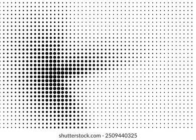 Halftone dotted background. Black dots in modern style on a white background. Vintage illustration for design concept. Modern texture. Polka dot style texture.