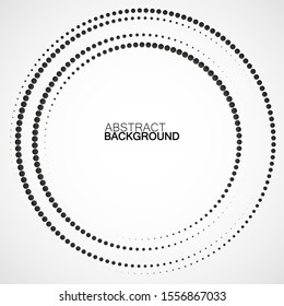 Halftone dotted background in circle form. Circle dots isolated on the white background. Vector