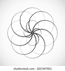 Halftone dotted background in circle form. Circle dots isolated on the white background, round logo. Vector