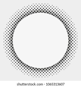 Halftone dotted background circularly distributed. Halftone effect vector pattern. Circle dots isolated on the white background