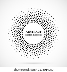 Halftone dotted background circularly distributed. Halftone effect vector pattern. Circle dots isolated on the white background.