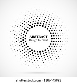 Halftone dotted background circularly distributed. Halftone effect vector pattern. Circle dots isolated on the white background.