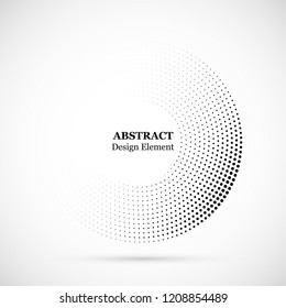 Halftone dotted background circularly distributed. Halftone effect vector pattern. Circle dots isolated on the white background.