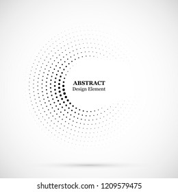 Halftone dotted background circularly distributed. Halftone effect vector pattern. Circle dots isolated on the white background.