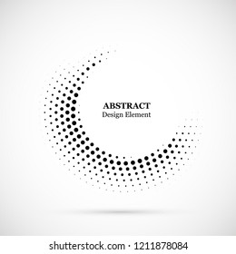 Halftone dotted background circularly distributed. Halftone effect vector pattern. Circle dots isolated on the white background.