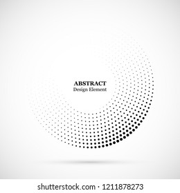 Halftone dotted background circularly distributed. Halftone effect vector pattern. Circle dots isolated on the white background.