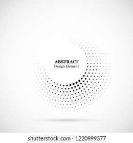 Halftone dotted background circularly distributed. Halftone effect vector pattern. Circle dots isolated on the white background.