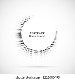 Halftone dotted background circularly distributed. Halftone effect vector pattern. Circle dots isolated on the white background.