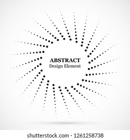 Halftone dotted background circularly distributed. Halftone effect vector pattern. Circle dots isolated on the white background.Border logo icon. Draft emblem for your design.