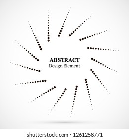 Halftone dotted background circularly distributed. Halftone effect vector pattern. Circle dots isolated on the white background.Border logo icon. Draft emblem for your design.