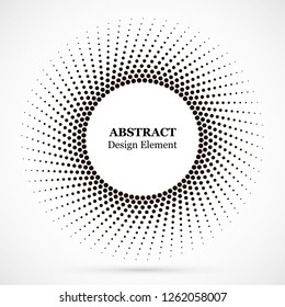Halftone dotted background circularly distributed  Halftone effect vector pattern  Circle dots isolated the white background Border logo icon  Draft emblem for your design 
