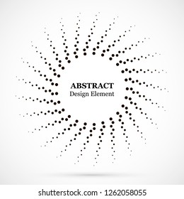 Halftone dotted background circularly distributed. Halftone effect vector pattern. Circle dots isolated on the white background.Border logo icon. Draft emblem for your design.