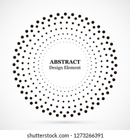 Halftone dotted background circularly distributed. Halftone effect vector pattern. Circle dots isolated on the white background.Border logo icon. Draft emblem for your design.