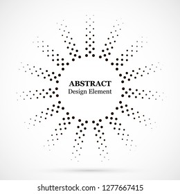 Halftone dotted background circularly distributed. Halftone effect vector pattern. Circle dots isolated on the white background.Border logo icon. Draft emblem for your design.