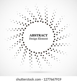 Halftone dotted background circularly distributed. Halftone effect vector pattern. Circle dots isolated on the white background.Border logo icon. Draft emblem for your design.