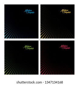 Halftone dotted background circularly distributed. Halftone effect vector pattern. Modern abstract geometric halftone circle dot web design banner template isolated on black background - Vector